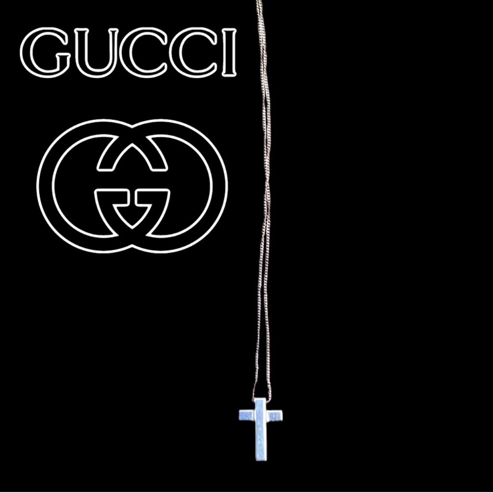 Gucci Silver Cross Pendant Necklace - Picture 1 of 12